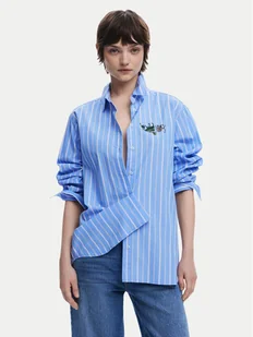 Desigual Koszula Dont Do It 25SWCW16 Niebieski Loose Fit - Koszule damskie - miniaturka - grafika 1