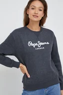 Bluzy damskie - Pepe Jeans bluza damska kolor szary z aplikacją - miniaturka - grafika 1