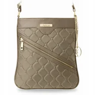 Torebki damskie - Listonoszka Damska Torebka Pikowana Beżowy Torba Crossbody Raportówka - miniaturka - grafika 1