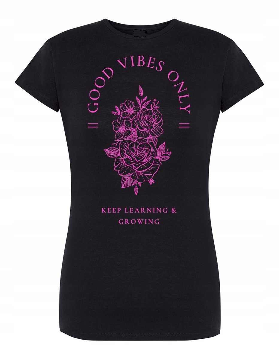 T-Shirt damski nadruk Good Vibes Only KWIATY r.L