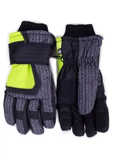 Rękawiczki Narciarskie Chłopięce Pięciopalczaste Neonowy Zielony 18 Cm - Rękawiczki - miniaturka - grafika 1