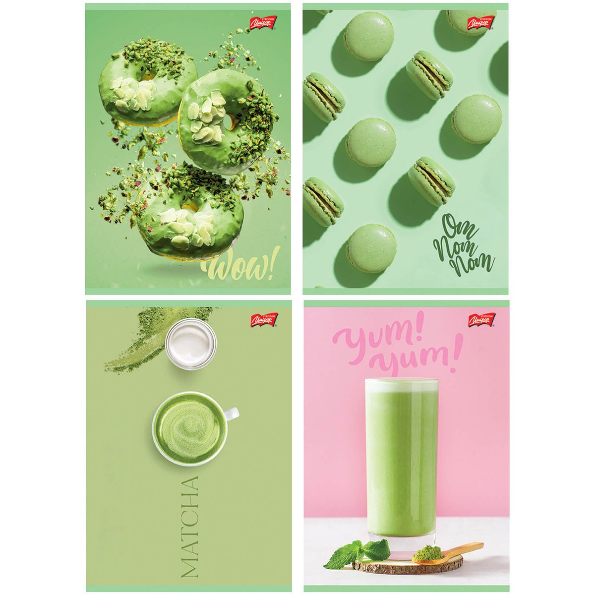 4X ZESZYT A5 60 KARTEK LINIA Z MARGINESEM GREEN DELICIOUS UNIPAP