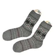 Skarpetki męskie - Skarpetki alpaka ciepłe grube jasne szare norweskie gwiazdki 39-42 - miniaturka - grafika 1