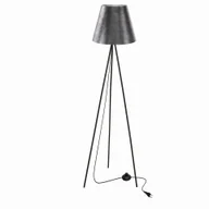Lampy stojące - PLATINO Lampa Podłogowa Czarny 1x40W E27 Abażur Srebrny - miniaturka - grafika 1