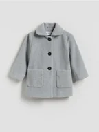 Płaszcze damskie - Reserved - Płaszcz z domieszką wiskozy - ciemnoszary - miniaturka - grafika 1