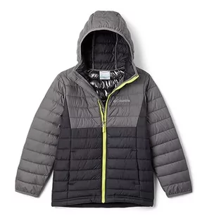 Columbia Powder Lite Boys Hooded Jacket Coat, Unisex, Black, XL - Kurtki i płaszcze dla chłopców - miniaturka - grafika 1