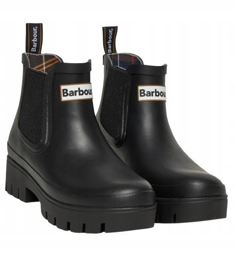 BARBOUR CZARNE KALOSZE DAMSKIE Z ELASTYCZNYMI WSTAWKAMI 39 1T6A