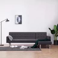 Narożniki - vidaXL vidaXL Sofa w kształcie litery L, ciemnoszara, poliester - miniaturka - grafika 1