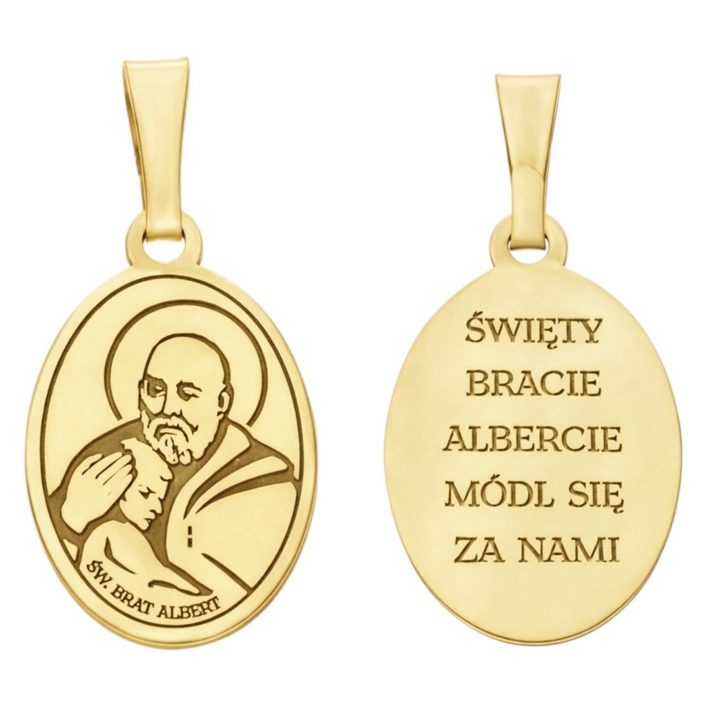 Medalik srebrny Ag 925 pozłacany Św. Brat Albert MDC072G
