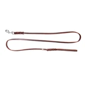 Smycze dla psów - Dingo Smycz Skórzana Natłuszczana Z Zaplatanymi Elementami 1,5X230Cm Brązowa - miniaturka - grafika 1