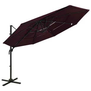 vidaXL 4-poziomowy parasol na aluminiowym słupku, bordowy, 3x3 m 313832 - Parasole ogrodowe - miniaturka - grafika 9