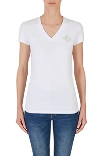 Armani Exchange Damska koszulka z krótkim rękawem, slim fit, dekolt w serek, biała, ekstra duża, biały, XXL - Koszulki i topy damskie - miniaturka - grafika 1