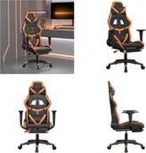 Fotele gamingowe - vidaXL Fotel gamingowy z podnóżkiem z czarno-pomarańczowej sztucznej skóry - Fotel gamingowy - Krzesła gamingowe - Fotel biurowy - Krzesło - miniaturka - grafika 1