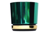Donice - 16 cm Doniczka DUO dwukolorowa ZIELONA z podstawką ZŁOTA * nowoczesna * styl glamour * efekt lustra * wysoki lustrzany połysk metaliczna * z drenaże.. - miniaturka - grafika 1