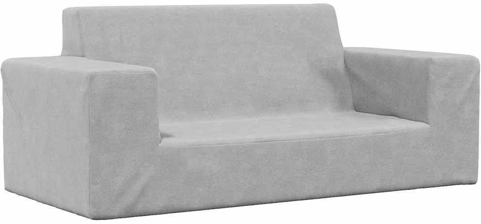 vidaXL 2-os. sofa dla dzieci, jasnoszara, miękki plusz
