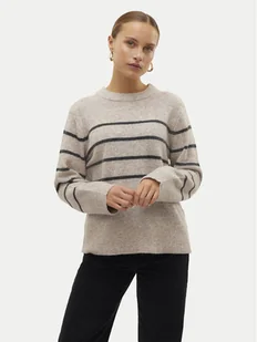 Vero Moda Sweter Flawless 10320487 Beżowy Loose Fit - Swetry damskie - miniaturka - grafika 1