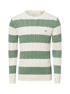 Gant Męski sweter Mężczyźni Bawełna zielony|biały w paski, M - Swetry męskie - miniaturka - grafika 1