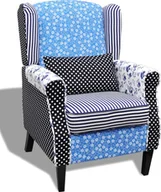 Fotele - Elior Tapicerowany patchworkowy fotel uszak - Prado - miniaturka - grafika 1