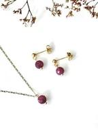 Zestawy biżuterii dla kobiet - Elegancki komplet z rubinem - miniaturka - grafika 1