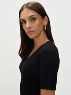 Swetry damskie - Czarny ażurowy sweter - miniaturka - grafika 1