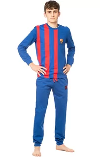 Piżamy męskie - FC Barcelona bawełniana piżama męska 232012, Kolor niebieski, Rozmiar M, FC Barcelona - Intymna - grafika 1