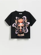 Koszulki dla dziewczynek - Reserved - Bawełniany t-shirt Disney - czarny - miniaturka - grafika 1