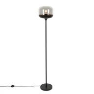 Lampy stojące - QAZQA Designerska lampa podłogowa czarna ze złotem i dymionym szkłem - Kyan - miniaturka - grafika 1