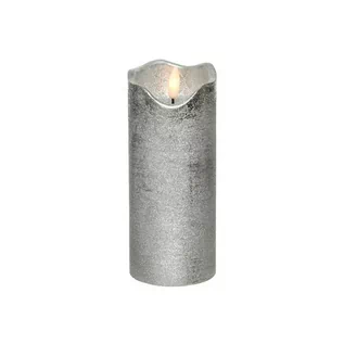 Świece - Świeca woskowa srebrna ledowa elektryczna na baterie 7x17cm - grafika 1