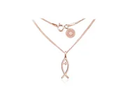 Biżuteria religijna - Naszyjnik z medalikiem rybą ICHTYS - rose gold - miniaturka - grafika 1