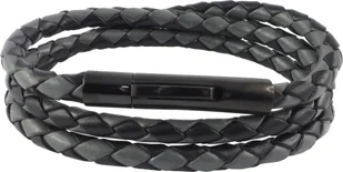 Skórzany naszyjnik Skórzany pasek 4 mm Męski naszyjnik Czarny / Szary 17-100 cm długości z zapięciem dźwigniowym Czarny pleciony, długość: 90 centymetrów - Naszyjniki męskie - miniaturka - grafika 1