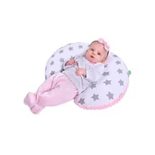 Poduszki do karmienia - Poduszka Do Karmienia Rogal 55 X 42 Cm Szare Gwiazdki Różowa Lulando Minky - miniaturka - grafika 1