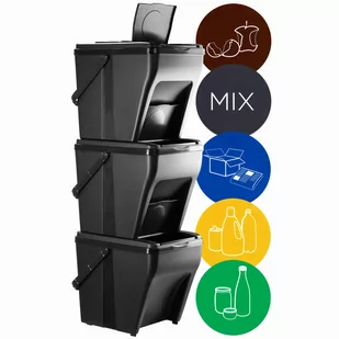 Kosze do śmieci Arbol z rączką + etykiety 25L, 3 szt. - Kosze na śmieci - miniaturka - grafika 1