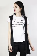 Bluzki damskie - Biały t-shirt z czarną narzutką - Olika - miniaturka - grafika 1