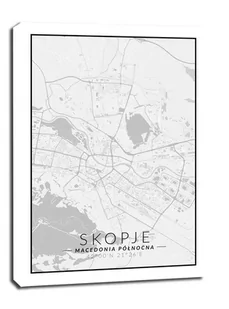 Skopje mapa czarno biała - obraz na płótnie Wymiar do wyboru: 30x40 cm - Obrazy i zdjęcia na płótnie - miniaturka - grafika 1