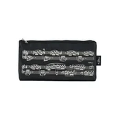 Piórniki - Piórnik czarny z nutami na pięciolinii – elegancki z kluczem wiolinowym - miniaturka - grafika 1