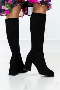 Czarne kozaki skórzane na klocku PRODUKT POLSKI Casu 09190-19-37 - Kozaki damskie - miniaturka - grafika 1