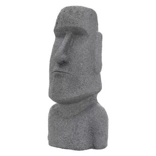 Figurka głowy Wyspy Wielkanocnej o wymiarach 37x26x78 cm w kolorze szarym, wykonana z żywicy kamiennej - Donice - miniaturka - grafika 1
