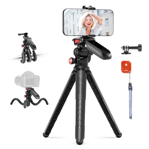 Neewer Elastyczny statyw Smartfon Pilot zdalnego sterowania/uchwyt/uchwyt na telefon/mocowanie kamery Action Cam, Mini Podpórka do kamery selfie Stick Vlog Kompatybilny z iPhone GoPro Hero 13 12 11 10