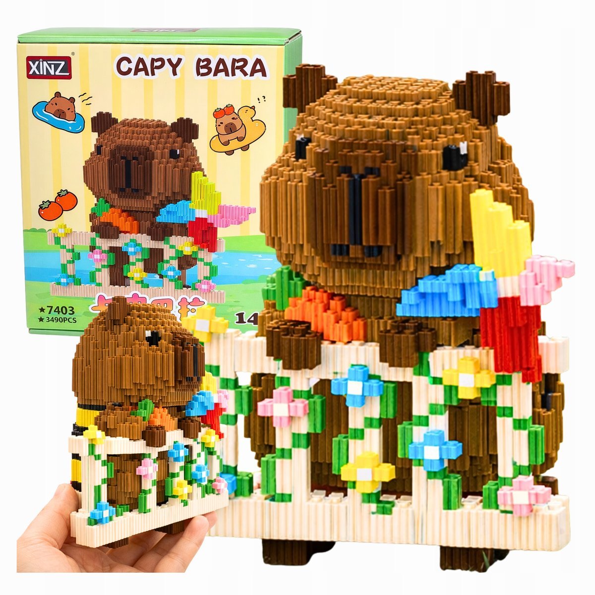 Klocki Kapibara W Ogródku Konstrukcyjne 3490el Model 3D DUŻA DIY Figurka