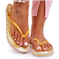 Klapki i japonki damskie - Damskie Modne Klapki Japonki Big Star LL274819 Żółte - miniaturka - grafika 1