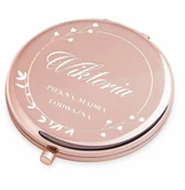 Lusterka do makijażu - Lusterko okrągłe różowe z grawerem dla niej na imieniny Dzień Kobiet - miniaturka - grafika 1