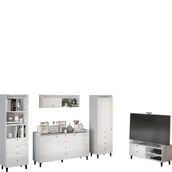 Inne meble do salonu - Zestaw Mebli do Salonu 3 Dolce MebloCross Dąb Artisan / Biały Połysk - miniaturka - grafika 1