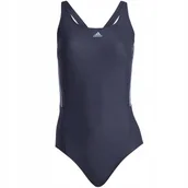 Stroje kąpielowe - Kostium kąpielowy damski adidas Mid 3-Stripes Swimsuit granatowy HS5317 44 - miniaturka - grafika 1