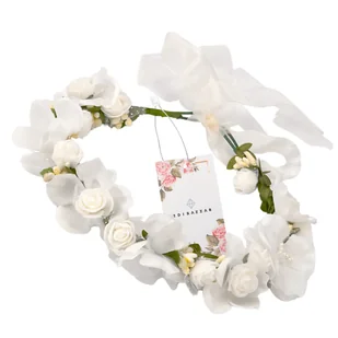 Wianek Opaska do Włosów Na Głowę BIAŁY Róże KOMUNIA OZDOBA Stroik Boho - Ozdoby do włosów - miniaturka - grafika 1