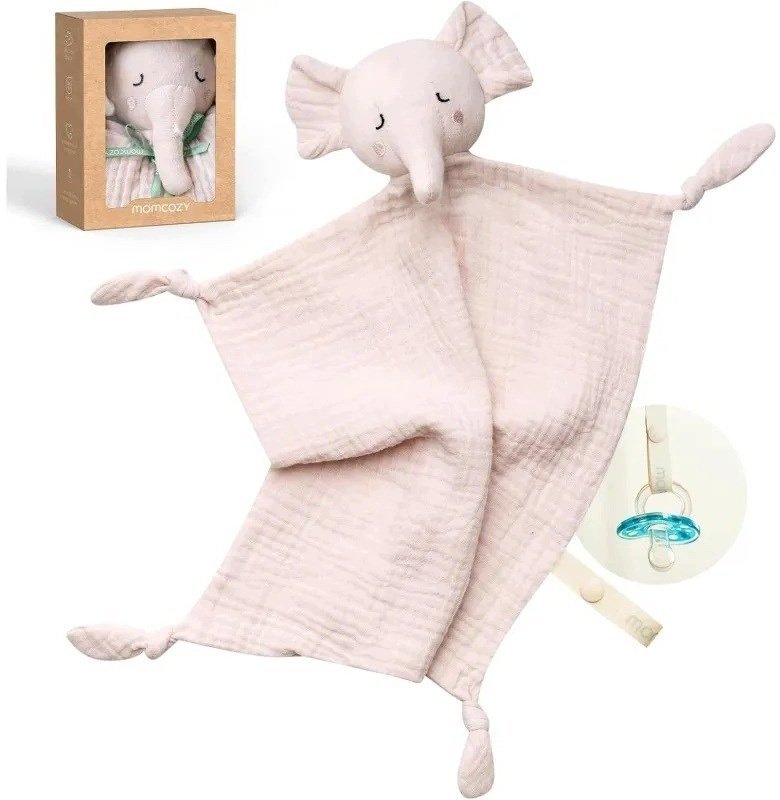 Momcozy Bawełniana przytulanka słoń dla niemowląt, różowa SU001-C500NB-A