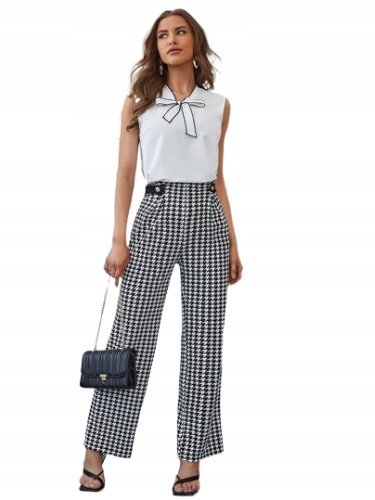 SHEIN SPODNIE DAMSKIE ELEGANCKIE WE WZÓR 40/42 ŁRW