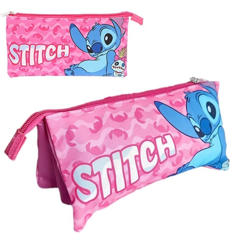 Piórnik szkolny trzykomorowa saszetka Stitch