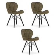 Krzesła - Krzesło LAGO Aksamit - brąz / nogi czarne x 3 - miniaturka - grafika 1