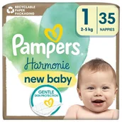 Pieluchy - Pampers Harmonie Baby Pieluszki, rozmiar 1, 35 sztuk, 2kg-5kg - miniaturka - grafika 1