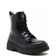 Buty dla dziewczynek - CALVIN KLEIN JEANS Botki LACE-UP | z dodatkiem skóry - miniaturka - grafika 1